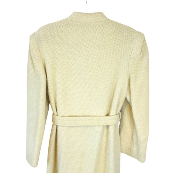 Vintage 1970's long cream Tweed Coat Stunning Long Belted Coat SZ Medium - Picture 4 of 11